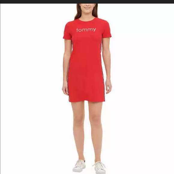 Tommy Hilfiger Womens T-Shirt Dress. Red - Picture 14 of 14